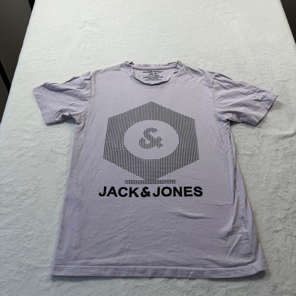 Jack & Jones Graphic T-Shirt Mens Small Purple Good Cotton Logo Tee